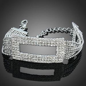 Rectangle Cz Crystals 18k White Gold Plated Lady..