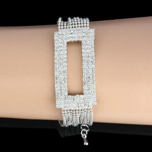Rectangle Cz Crystals 18k White Gold Plated Lady..